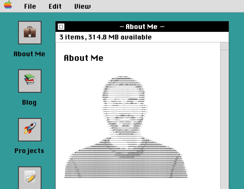 mac.roo.app — a portfolio styled as classic Mac OS